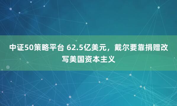 中证50策略平台 62.5亿美元，戴尔要靠捐赠改写美国资本主义